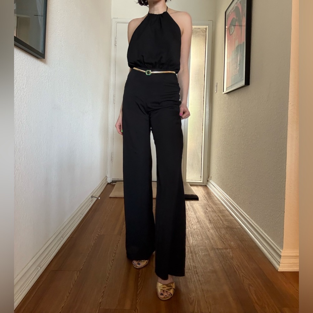 Reformation Black Halter Jumpsuit